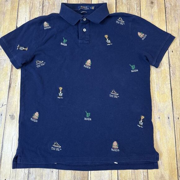 Polo Ralph Lauren All Over Polo Shirt Collegiate Crests Bears Sneakers Medium - Picture 6 of 14